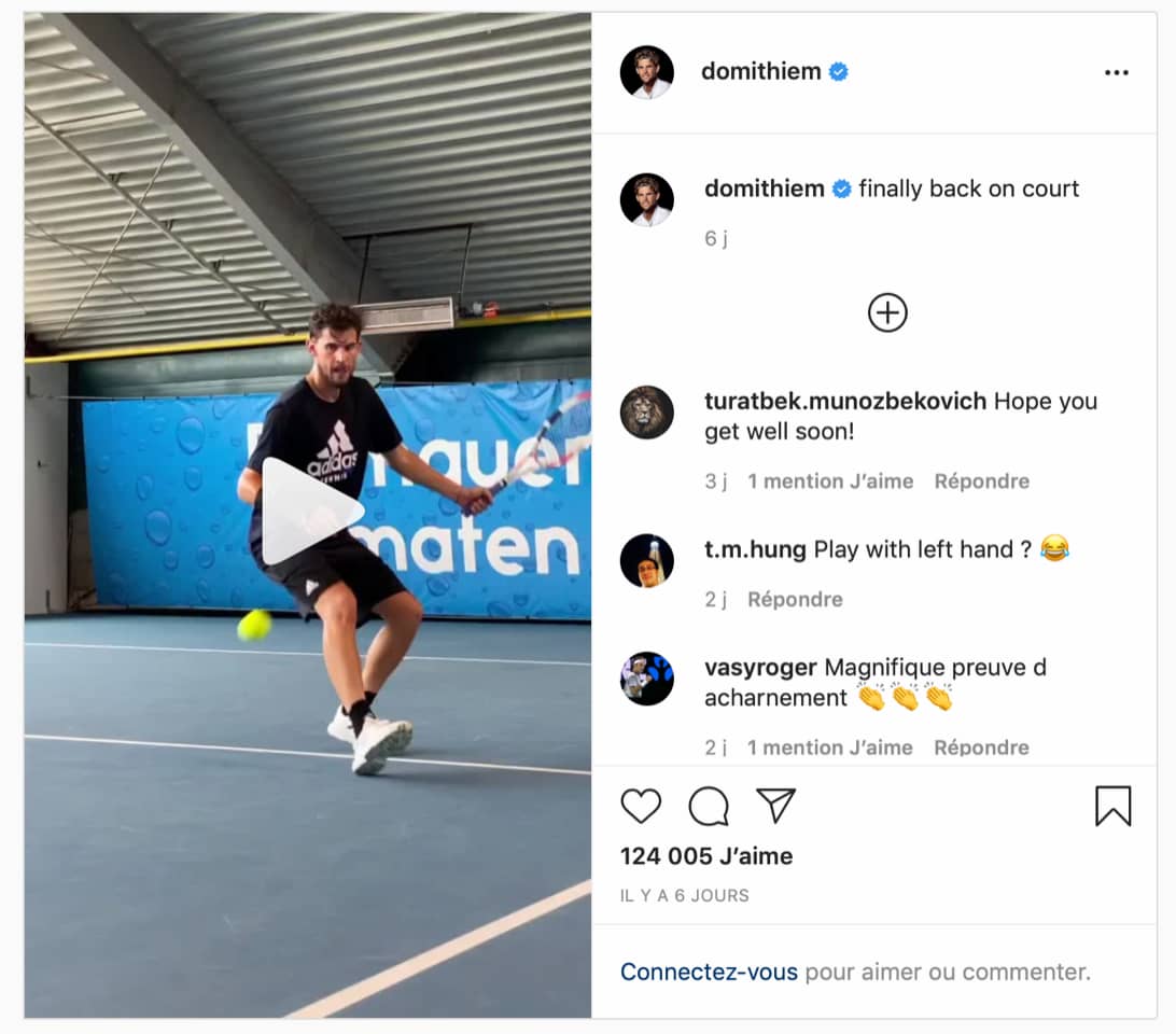 post instagram Dominic Thiem