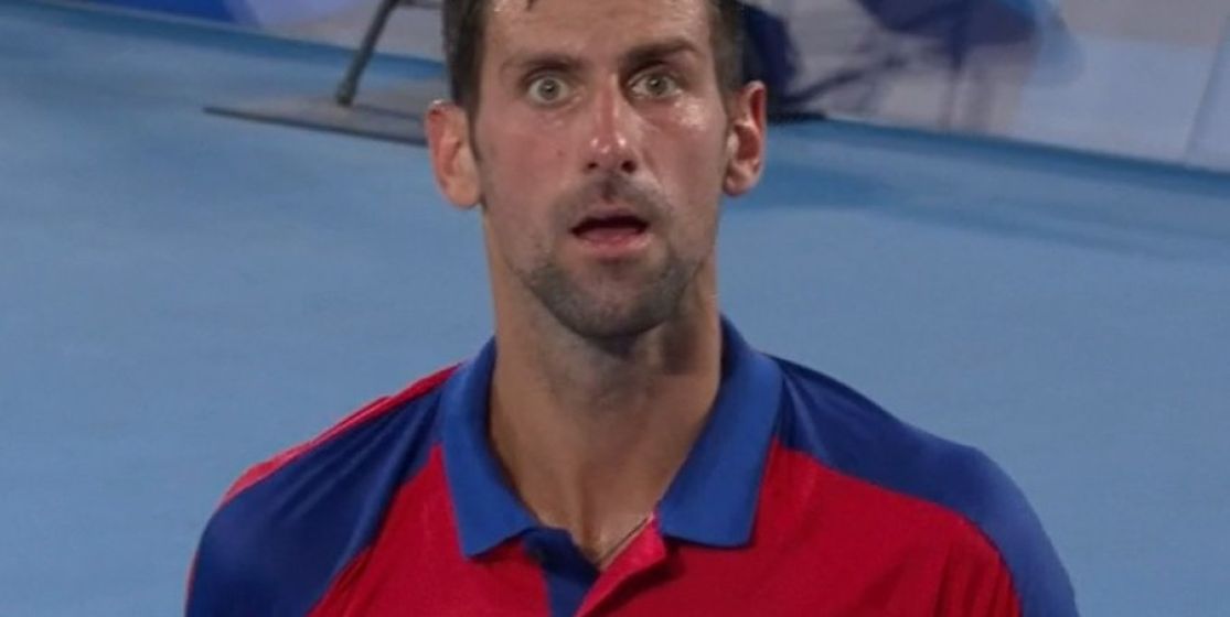 Novak Djokovic with a look of shock