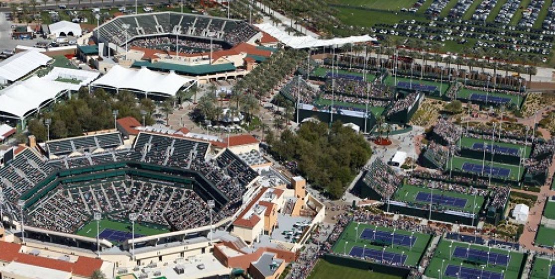 View from above of the Indian Wells Tennis garden