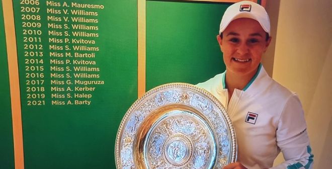 Ash Barty at the Wimbledon Honour Board