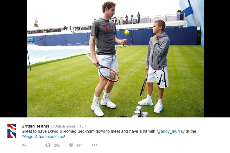 Andy Murray played tennis with David Beckham's son Romeo